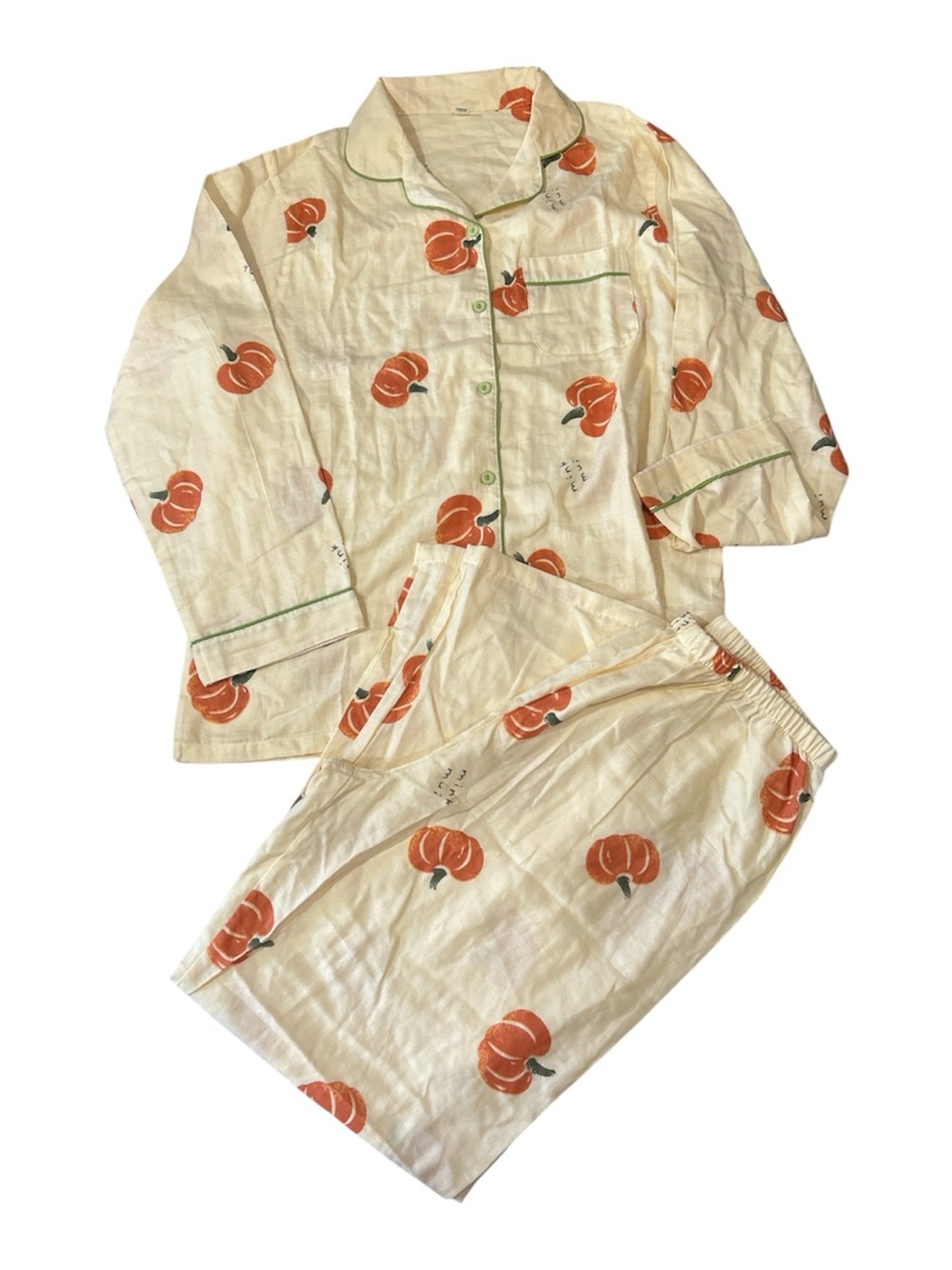 Pumpkin Print Pajama Set in Cream Sz XL unbranded